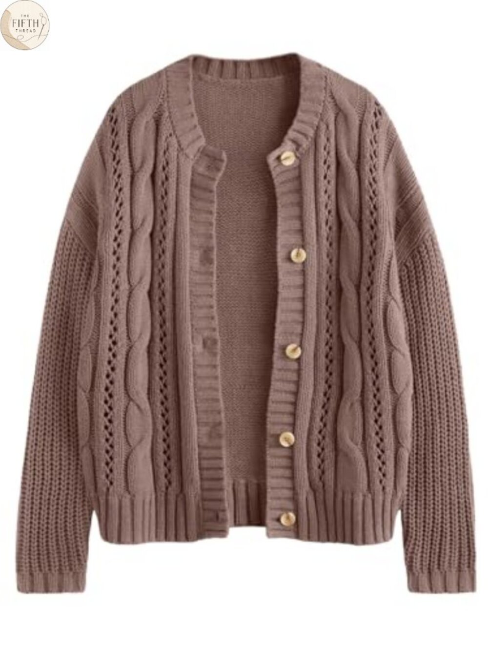 Women's Cable Knit Button Up Cardigan Chunky Knitted Long Sleeve Sweater